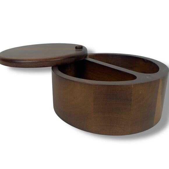 Paula Deen Pantry Ware Signature Wooden Salt Cellar Bowl Box Sliding Lid 5.5" - Picture 7 of 11